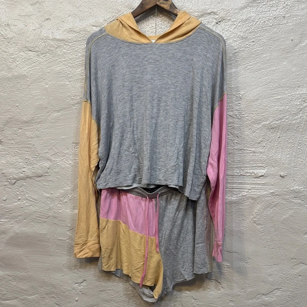 Colsie XL Loungewear Sleepwear Y2K Crop Patch Cut Off 2 Pc Shorts Top - Picture 1 of 13